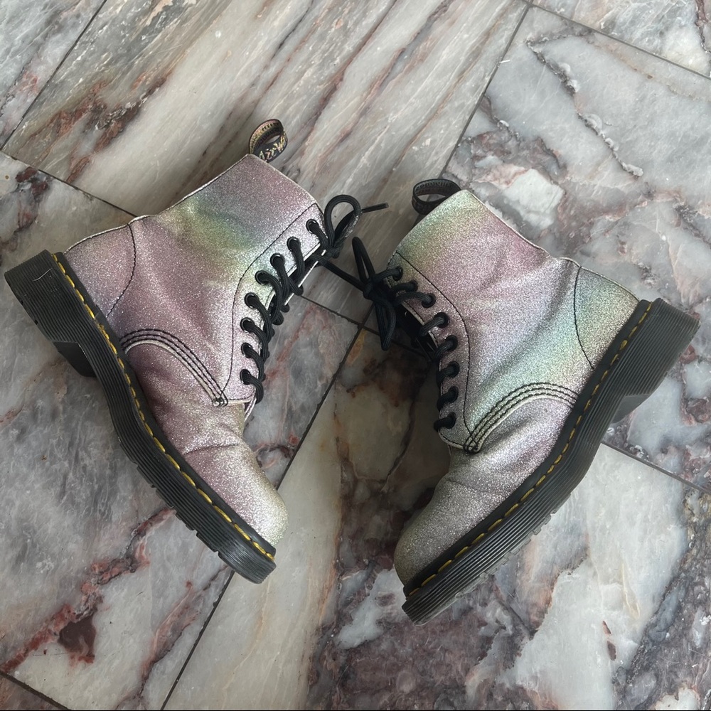 Dr. Martens Pascal Rainbow Glitter Combat Boots 6 - image 2